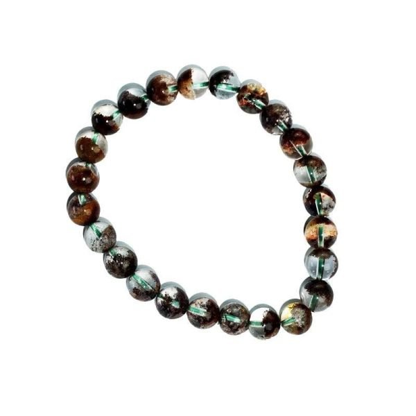 Brazilian Natural Phantom Quartz Elastic Bead Bracelet