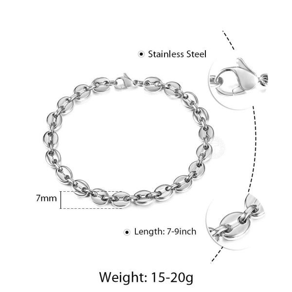 Stainless Steel Coffee Beans Link Chain Bracelet