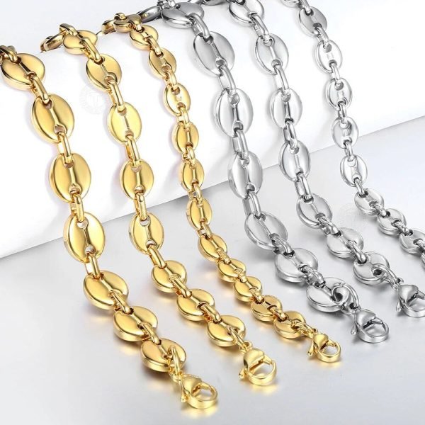 Stainless Steel Coffee Beans Link Chain Bracelet