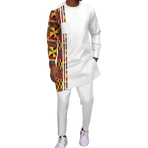 African Clothes for Men Attire Dashiki Suit Shirt and Pant 2 Piece Set Casual Party Outfits